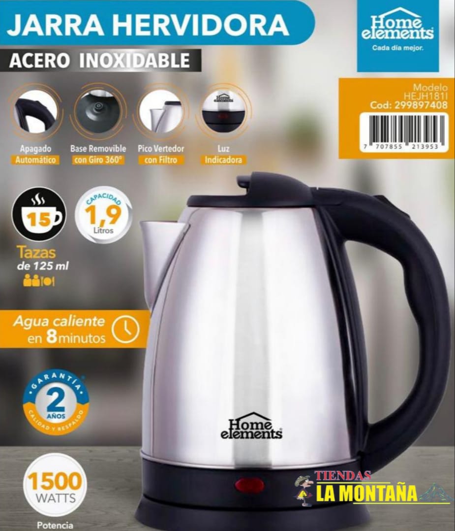 Jarra Hervidora En Acero Inoxidable Home Elements (278)